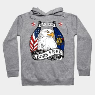 USA Wisconsin Eagle - Born Free Hoodie